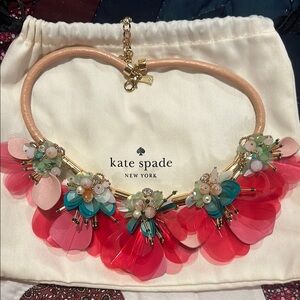 Kate Spade Pink and Gold Necklace with Floral Accents